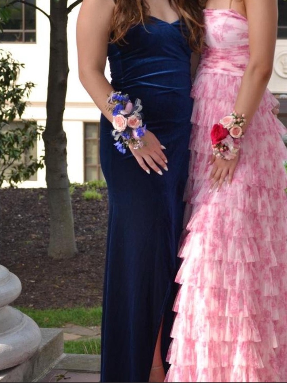 Navy Blue Velvet Prom Dress with Sweetheart Neckline and Slit